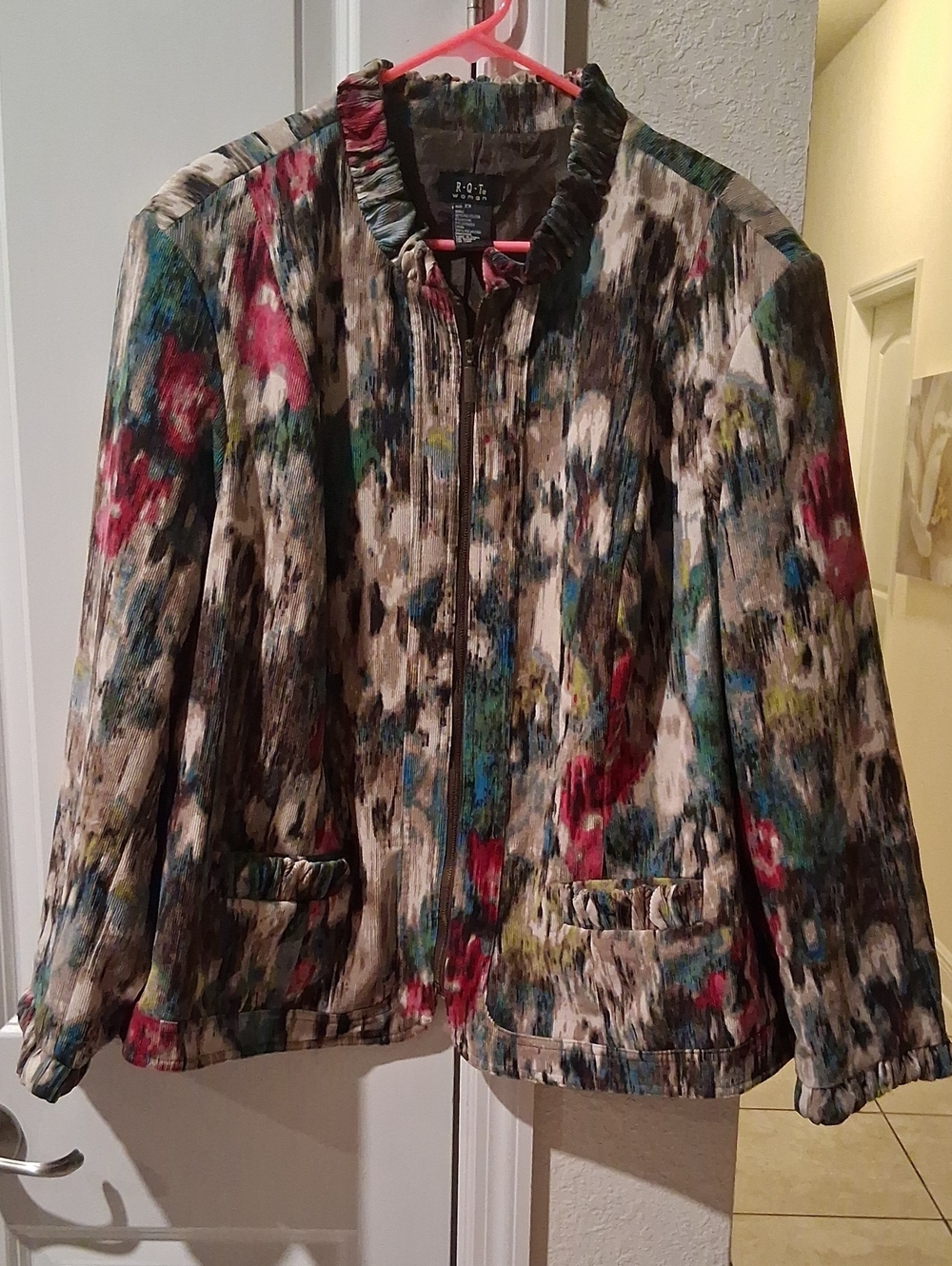Rothschild Multicolor Abstract-Print Zip Blazer